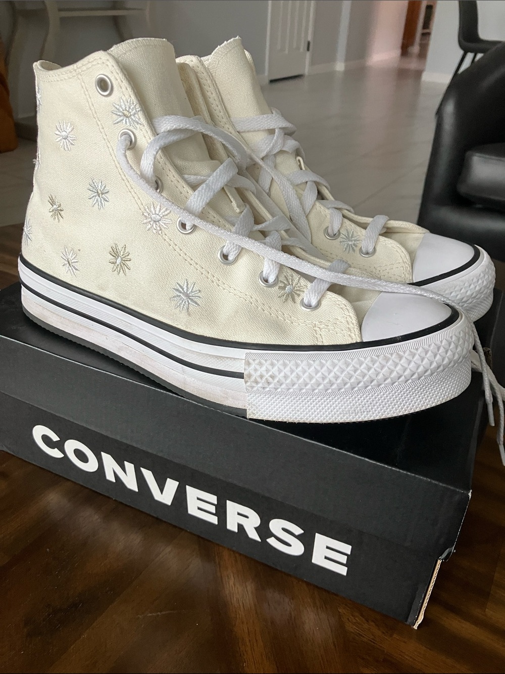 Converse High Top Sneakers - Cream with White Accents